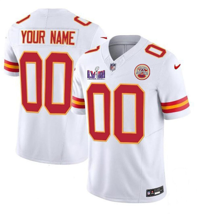 Youth Kansas City Chiefs Active Player Custom White Super Bowl LVIII Patch 2023 F.U.S.E. Vapor Untouchable Limited Football Stitched Jersey